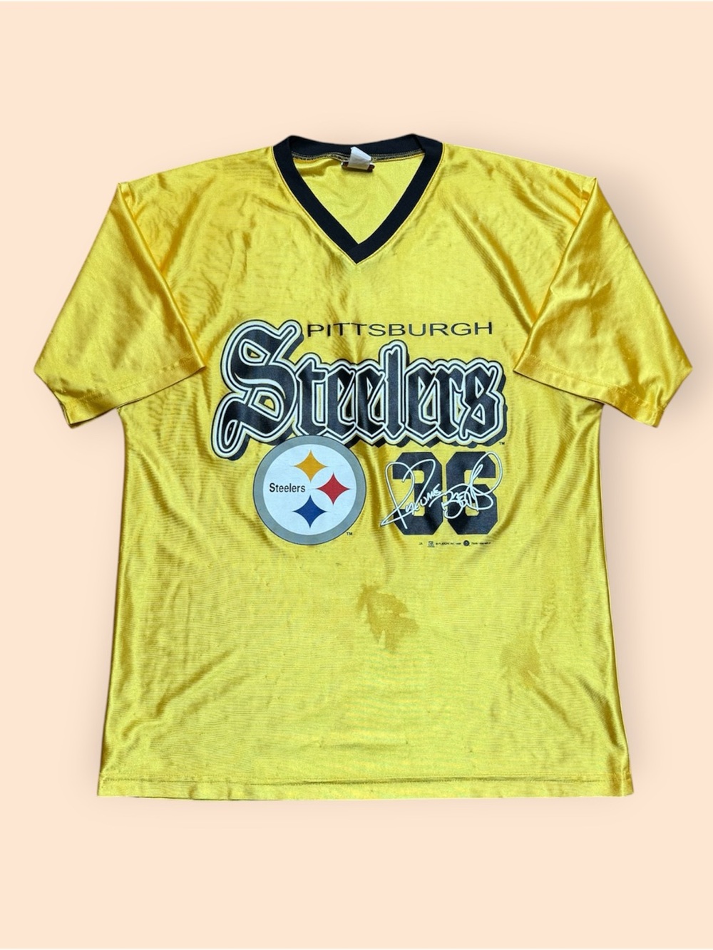 Vintage 1990s Pittsburgh Steelers Jerome Bettis Jersey Style Shirt Large Vtg 90s